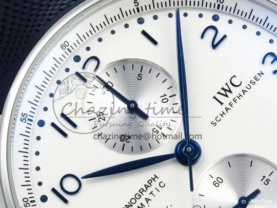 MIROTIME 0412 Casual Portuguese Chrono IW3716 Z+F 1:1 Best Edition White Dial on Blue Rubber Strap A 7016